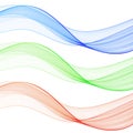 Set of colored waves. Green, blue and red lines. Abstract vector layout. eps 10 Royalty Free Stock Photo