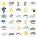 Set of 30 Colored Weather Icons