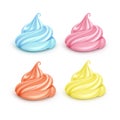 Set of Colored Whipped Cream for Cupcakes