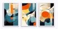Set of colorful abstract art, creative minimalism, hand drawn pastel style