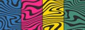 Set of colorful abstract backgrounds with wavy lines. Liquid, twisted, distorted zebra line pattern