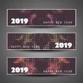 Set of Spotted Horizontal New Year Headers or Banners - 2019