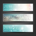 Set of Colorful Abstract Horizontal New Year Headers Banners for Year 2018 - Vector Design Royalty Free Stock Photo