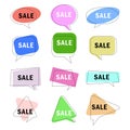 Set of colorful abstract isolated speech bubbles with sale short text