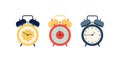 Set of colorful alarm clocks vector illustration Royalty Free Stock Photo