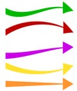 Set of 5 colorful arrow shapes. Long, horizontal arrows