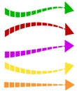 Set of 5 colorful arrow shapes. Long, horizontal arrows Royalty Free Stock Photo