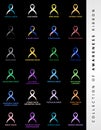 Set of colorful Awareness ribbons design element banner emblem sign symbol Royalty Free Stock Photo