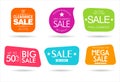 Collection of colorful badges and labels modern super sale style