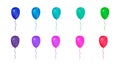 Set of 10 colorful balloons isolated on white. Flying helium balloons vector illustration. Easy to edit elements of design for