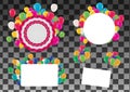 Set of colorful balloons and ribbons on transparent background. Vector illustration Royalty Free Stock Photo