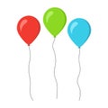 Set of colorful baloons - red green blue. Template design for birthday event wedding carnival celebration anniversary