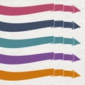 Set of colorful banners, arrows on paper texture