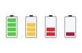 Set of Colorful Batteries with Different Power Indicators.