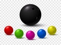 Set of colorful bawling balls isolated on transparent background. Royalty Free Stock Photo