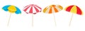 Set of colorful beach umbrellas isolated on white background. Summer icons Royalty Free Stock Photo