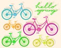 Set of colorful bicycles with shadows and text Royalty Free Stock Photo