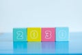 Set of colorful blocks with 2030 written on the side