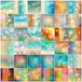 Set of 36 colorful blurred autumn light leak backgrounds