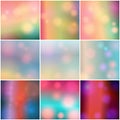 Set of 9 colorful blurred hipster summer backgrounds