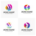 Set of Colorful Bone logo design vector, Knee logo designs template, Creative design concept, logotype element for template