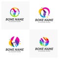 Set of Colorful Bone logo design vector, Knee logo designs template, Creative design concept, logotype element for template