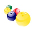 set of colorful bowling balls