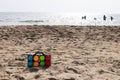 Set of colorful bowls for beach game Royalty Free Stock Photo