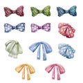 Set of colorful bows on white background.