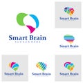 Set of Colorful Brain logo design concept vector. Brain Care Logo Design Template. Creative Symbol. Icon Royalty Free Stock Photo