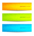 Set of Colorful Bright Circular Pixel Banners.