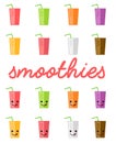 Set of Colorful and Bright Smoothies and Milkshakes