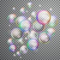 Set colorful bubble in vector. Isolated Soap Water bubbles collection Royalty Free Stock Photo