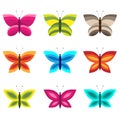 Set of colorful butterflies