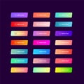 Set of 21 colorful buttons with gradients on dark background Royalty Free Stock Photo