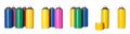 Set with colorful cans of spray paints on white background. Banner design Royalty Free Stock Photo