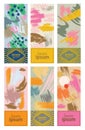 Set of colorful cards with abstract hand drawn textures.