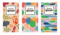 Set of colorful cards with abstract hand drawn textures.