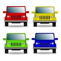 Set of colorful cars. front view