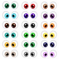 Set of colorful cartoon eyes. Brown, blue, green eye. Vector illustration isolated on white Royalty Free Stock Photo