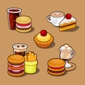 Set of colorful cartoon fast food.