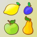 Set of colorful cartoon fruit icons Royalty Free Stock Photo
