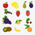 Set of colorful cartoon fruit icons Royalty Free Stock Photo