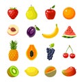 Set of colorful cartoon fruit icons Royalty Free Stock Photo