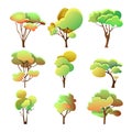 Set of colorful trees different shape with leaves Royalty Free Stock Photo