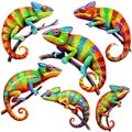 Set of colorful chameleons, Generative AI