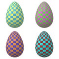 Set of colorful checker pattern Easter eggs, 3d