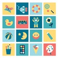 Set of colorful child flat icon.