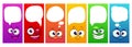 Set of colorful childish stickers with comic faces Royalty Free Stock Photo