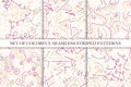 Set of colorful children hand drawn seamless patterns. Royalty Free Stock Photo